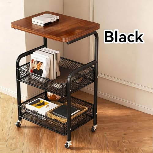 Carrito de madera con ruedas de 3 niveles, estantería multifuncional de almacenamiento para sala de estar, dormitorio, cocina
