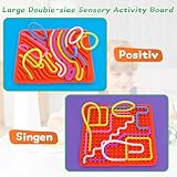 Sensorik Spielzeug Activity Board 5.7×5.7 Inch, Silikon Sensory Toys Fidget Spiel Zur Autismus, Stress, ADHD, Anxiety Spiele Play Toy Für Kinder ab 3 Jahr & Erwachsene, zum 11 Schnüren(Rot)