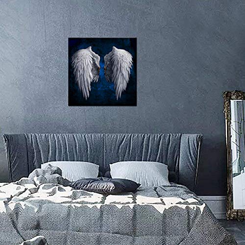 Biuteawal - Angel Wings Canvas Print Wall Art Grey Wings On Starry Background Picture Painting The Powerful Wing Home Decoration Contemporary Abstract Artwork Framed For Artistic Photo Shoot #TOP2