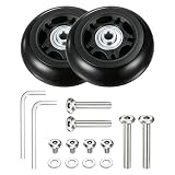 2 Sets Ersatzgepäckräder mit Kugellager- und Wellenset, Schwarz , 80x24mm