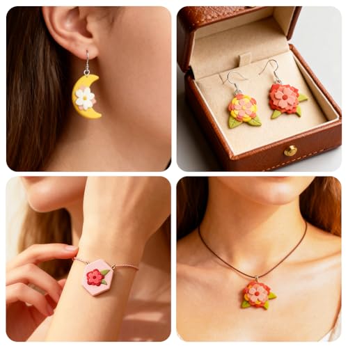 Image of ORIGACH 17 Pcs Flower Petal Polymer Clay Cutters Set Earring Clay Cutter DIY Craft Supplies for Earring and Jewelry Making