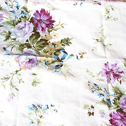 YIH 2 Piece 400 Thread Count 100% Cotton Pillow Cases Purple Floral, White Standard Size Pillow Shams, Soft & Silky Pillow Covers - Thumbnail 4