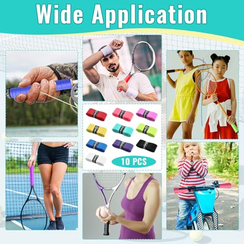 Coitak 30 Pieces Tennis Racket Grip Tape, Precut Tennis Grip Tape, Tennis Overgrips for Anti Slip and Absorbent Grip, 10 Colors - Thumbnail 7
