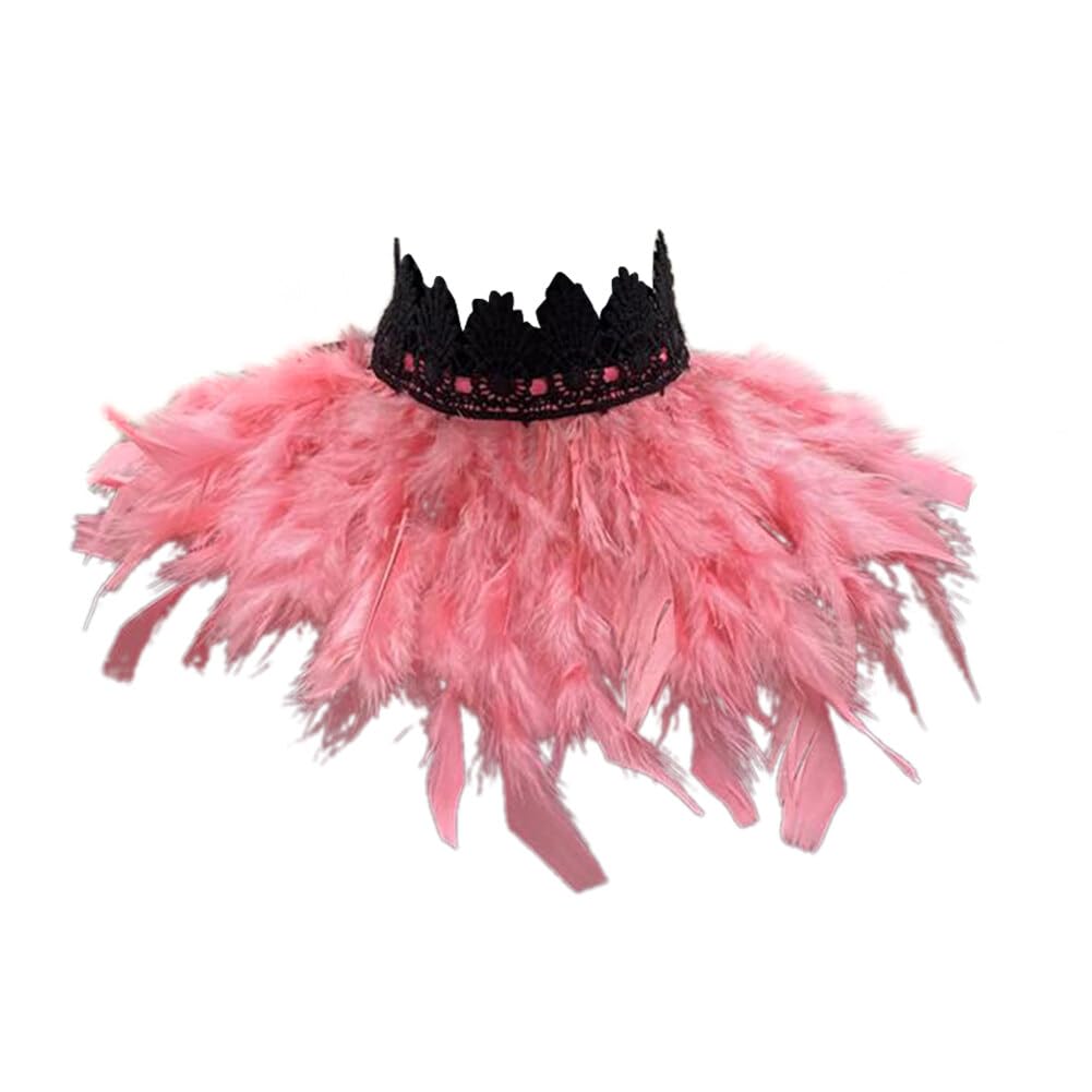 Uposao Feather Collar Shawl Feather Choker Cloak Natural Feather Collar Props For Cosplay Party Performance Model Walk Halloween Ball Feather Collar Shawl Props