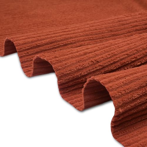 Image of Encasa XO Corduroy Fabric by the Meter, 59 inch Wide Premium 238 GSM Polyester Upholstery & Sewing Material, Soft Ribbed Brick Fabric for Sofa /Cushion Covers, Trousers, Curtains & DIY Crafts