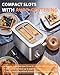 2 Slice Toaster, LED Countdown Timer, 6 Browning Setting - Bread Toasters with Warming Rack and Removable Crumb Tray,Defrost/Reheat/Cancel,... Long Cord, Stainless Steel, Silver