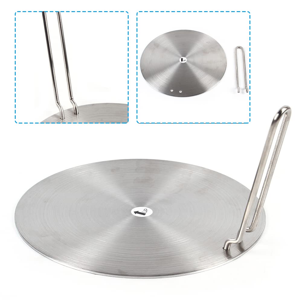 Iindukcyjna płyta adapterowa, stal nierdzewna, 24 cm, adapter indukcyjny, wielofunkcyjna płyta rozdzielająca ciepło z uchwytem, płyta adaptera do kuchenek indukcyjnych, garnków i patelni, takich jak