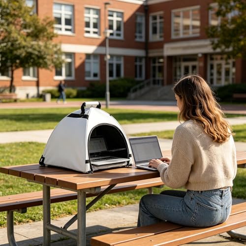 Capucha parasol para portátil con aislamiento térmico y protección UV para oficina al aire libre 4