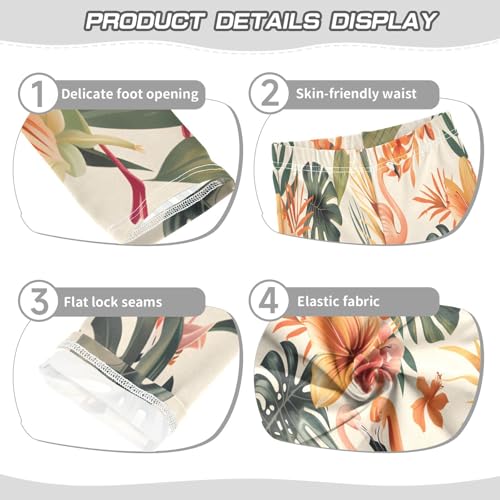 Toddler Girls Leggings Printed Yoga Pants Leggings Colorful Orchids Leafs Flamingos for Kids3