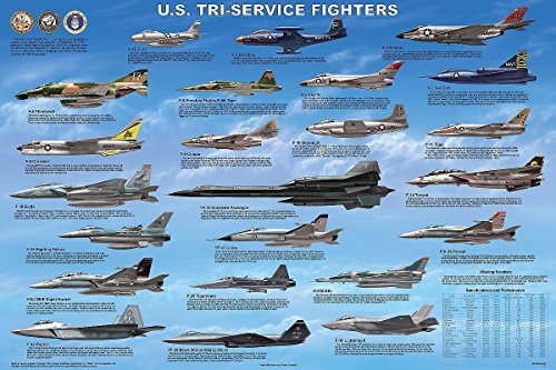 Laminated Tri-Service Fighter Aircraft Poster 24x36