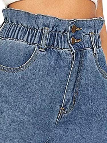Image of KOTTY Blue Cotton Lycra Boyfriend High Rise Women Jeans