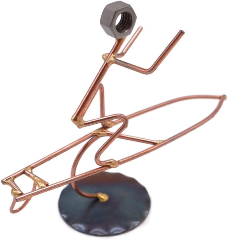 Water Surfer Collectible Handmade Metal Art Figurine, Desk Accessories, Trophy, Boss Gift, Office Décor, Surfing, Water Sports