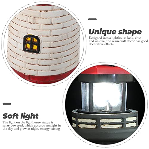 Image of DOITOOL Solar Rotating Lighthouse Outdoor Lantern Garden Decor Resin Street Light - Red