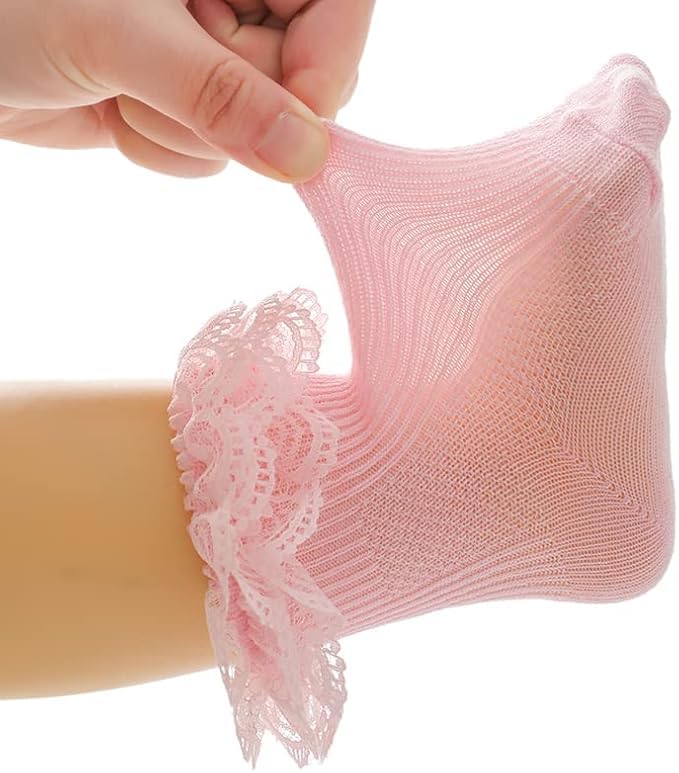 Image of CUTEABLY Newborn Baby Girls Lace Ruffle Frilly Ankle Dress Socks