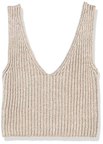 Image of The Drop Women's Sylvie Double V-Neck Textured Rib Cropped Sweater Tank