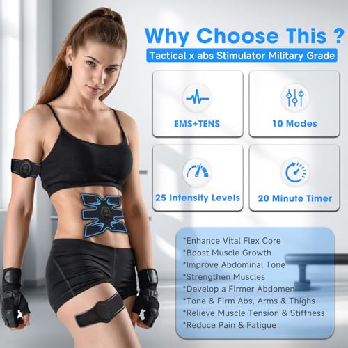 FDA Cleared - EMS Ab Stimulator Muscle Toner Women Men | Tactical x abs Muscle Stimulator Military Grade, ab Machine for Stomach Arm Leg Neck Workout Equipment Gifts miniatura 2