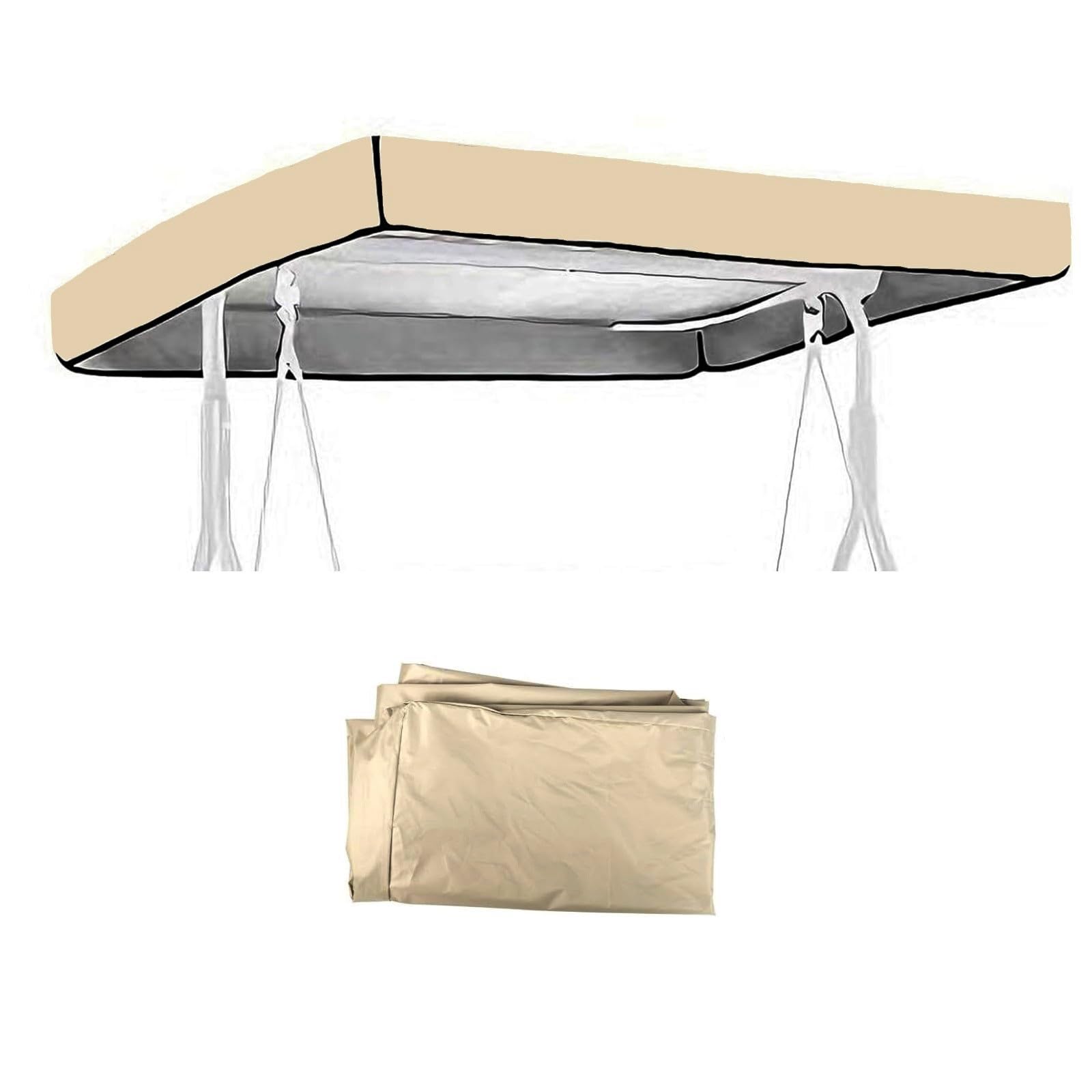 BiSaXieTa Canopy Replacement for Porch 2-3 Seater Swing Sunshade, Patio Swing Waterproof Canopy Replacement, for Outdoor Backyard Patio Garden(Beige,84x48in)