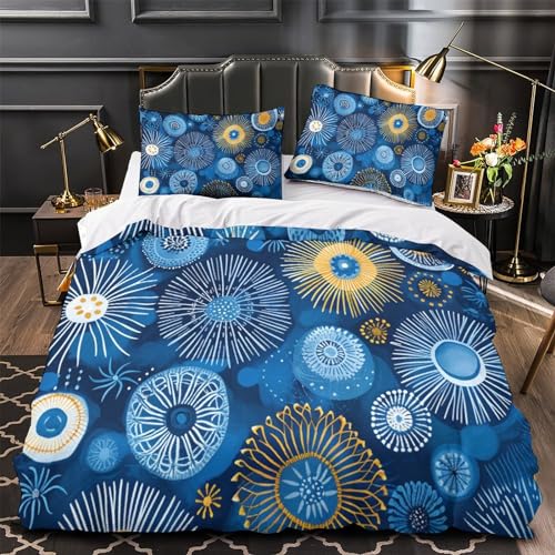 Sets housse de couette feux d'artifice 3D microfibre parure de lit 3 pièces grand format - 4