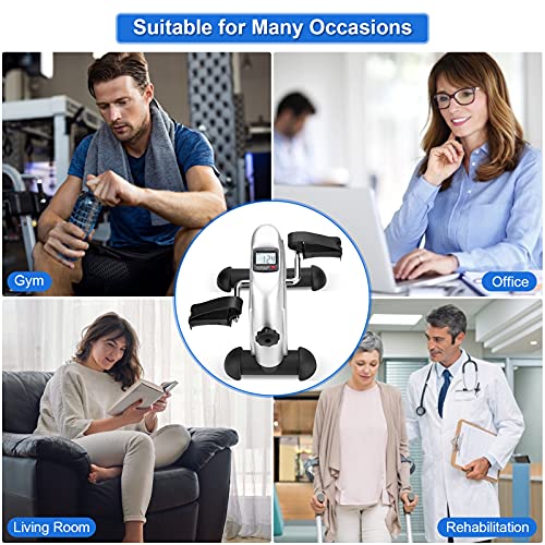 Entraîneur à Pédales, Mini Exercise Bike Léger et Portable Vélo Pédalier Appartement avec Ecran pour la Maison et Le Bureau Adapté aux Personnes Âgées, Gris – Image 5