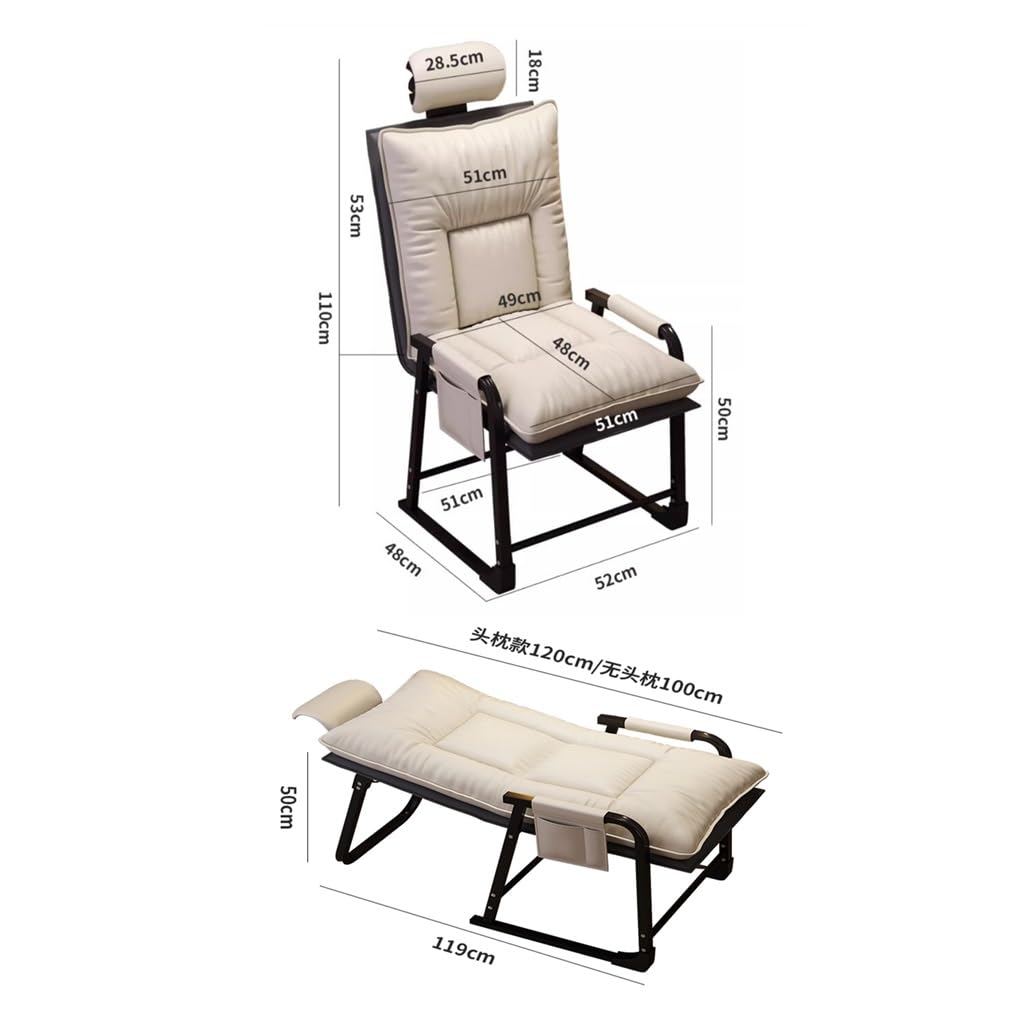 WIGSELBL Ergonomiczne krzesła biurkowe, mały fotel, leniwa pojedyncza sofa krzesło z podnóżkiem i poduszką, tapicerowane krzesło do czytania rekreacyjne z regulowanym oparciem i bocznymi kieszeniami