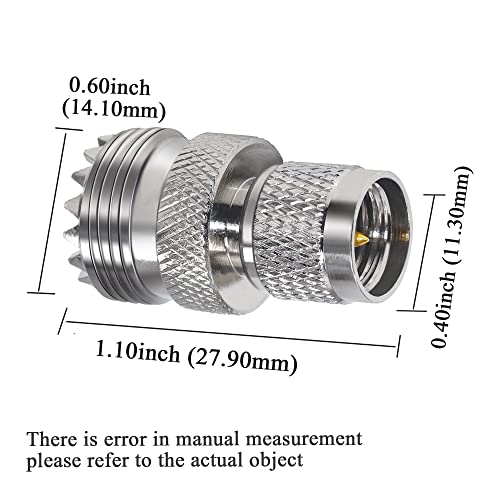 TUOLNK 2 piezas Mini UHF macho a UHF hembra conector coaxial miniatura 2