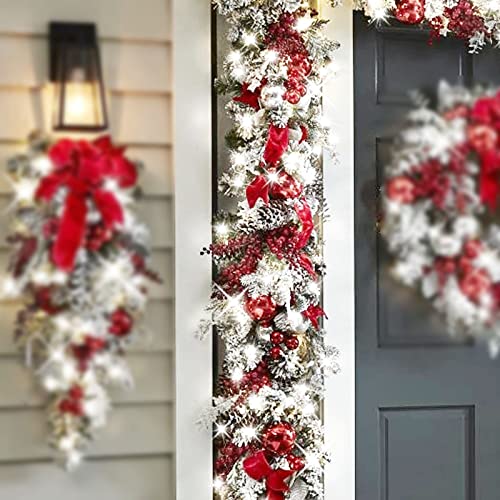Couronne de Noël en rotin artificiel suspendue pour porte et mur