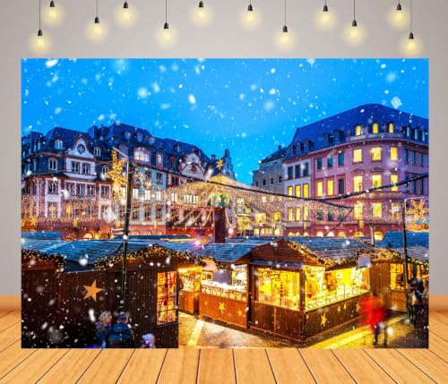 Arrière-plan photo village de Noël en tissu pour vos portraits de fêtes