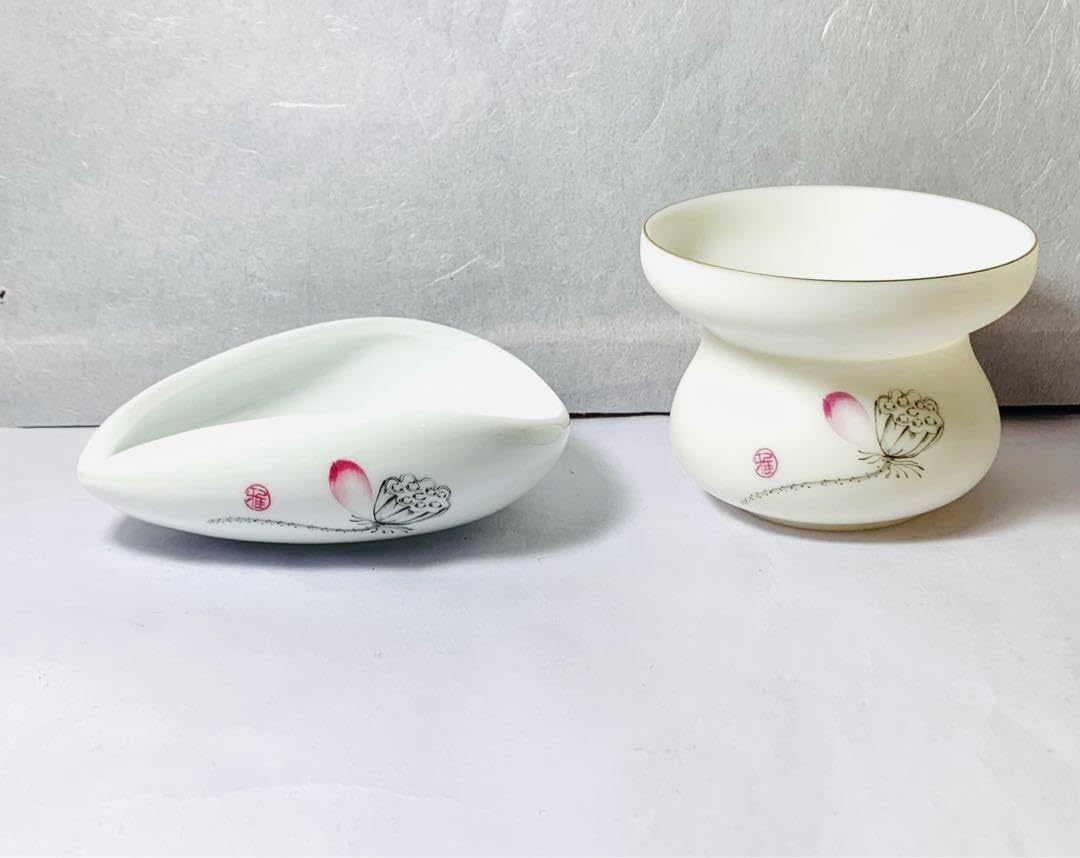 Amazon.co.jp: 中国茶器 賞茶合 茶漉しセット 白磁2種•蓮 : Home & Kitchen
