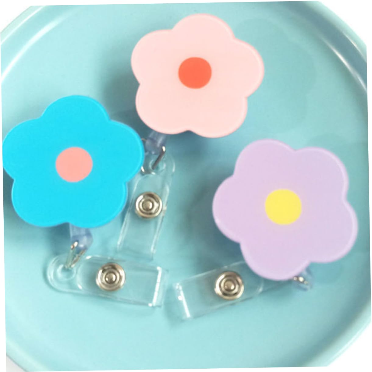 DOITOOL 4 Set Clip Retrattile Fiore Per Tesserini Portabadge Multi Per Infermieri E Studenti Accessorio Per Carte Facile Trasportare E Decorativo 6 Pezzi * 4