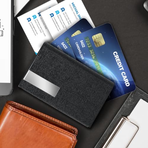 Image of Storite PU Leather Card Holder Wallet | Pocket Size Stainless Steel Multi Business Visiting Debit Credit Card Case for Men & Women
