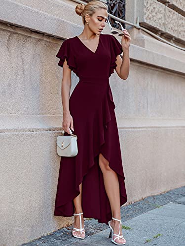 Miusol Women's Formal V Neck Ruffle Split Evening Party Long Dress4