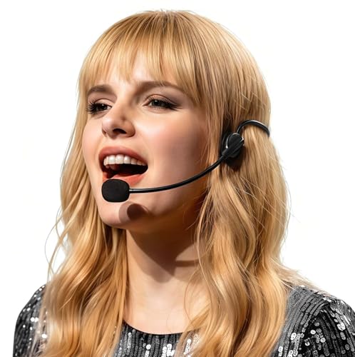 Pirekul Fake Headset Costume Headset Rockstar Microphone Prop for Adult Men & Women Halloween Pop Star Singer Cosplay Dress Up Accessories