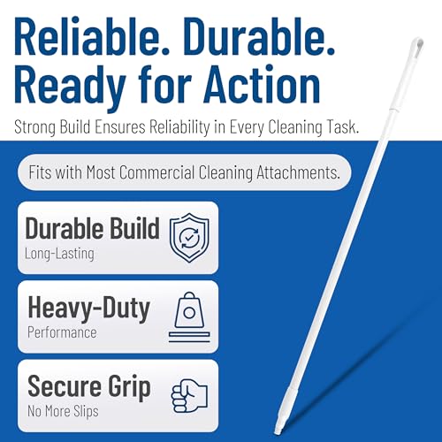 Image of SPARTA 48 inch Fiberglass Replacement Handle with 3 /4 inch Acme Thread Tip, Polyester Veil Reinforced, Hanging Cap, Commercial Cleaning, White (Pack of 12)