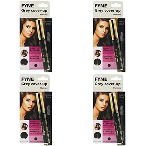 Root Touch Up, Natural Black Hair Mascara Wand, Instant Grey Hair Dye, For Women & Men, FYNE PACK OF 4 Cover