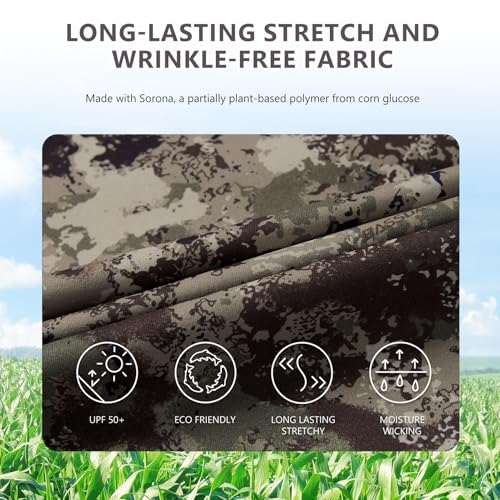 BASSDASH Men's Camo Shirt UPF 50+ Wrinkle-Free Breathable Short Sleeve UV Protection T-Shirt for Hunting Hiking SR02M3