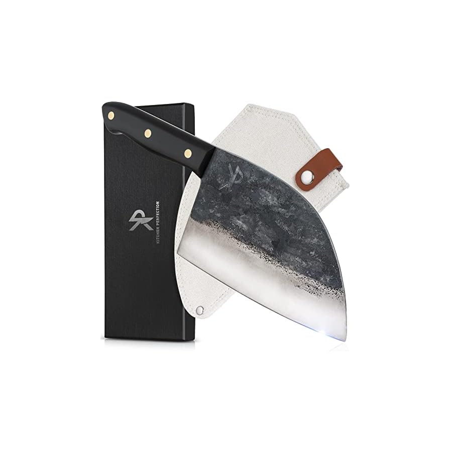 Kitchen-perfection-Handmade-Meat-Cleaver-Knife-For-Meat-Cutting-Professional-7-Serbian-Chef-Knife--Made-of-High-Carbon-Steel--Hand-Sharpen-Butcher-Knife-wCanvas-Sheath-Unique-Gifts-For-Men Kitchen perfection Handmade Meat Cleaver Knife For Meat Cutting - Professional 7" Serbian Chef Knife – Made of High Carbon Steel – Hand Sharpen Butcher Knife w/Canvas Sheath, Unique Gifts For Men