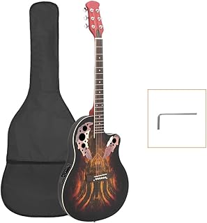 Ktaxon 41in Acoustic-Electric Guitar, 6 String Cutaway Guitar with EQ-7545R Bass Preamp with Four-Band EQ, Unique Round-back Design, Fantastic Touch, Accurate Tune and Unmatched Sound (Sunset)
