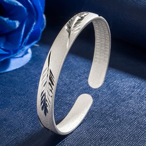 925 Sterling Silver Cuff Bangle Bracelets Adjustable Open Bangles, Fashion Jewelry Simple Adjustable 925 Silver Bangles for Women Mom Wife3