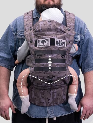 Image of Ergonomic Lumbar Support Baby Carrier for Infants to Toddlers (8-33 lbs), Cozy and Lightweight Military Baby Carrier for Plus Size Parents-Black Camo