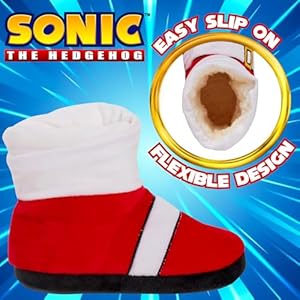 Sonic The Hedgehog Pantoffel Laarzen voor Kinderen Pantoffels Novelty Verkleedkleding Trainer Gamer Fleece Huisschoenen, Rood, 34 EU