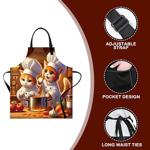Image of Nuxovilar Decorative Kitchen Apron, 26.77x30.70 Inch Polyester Cooking Wearable Cover