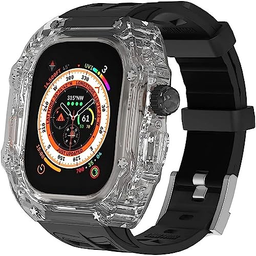 Coque robuste antichoc pour Apple Watch avec son bracelet silicone transparent et souple