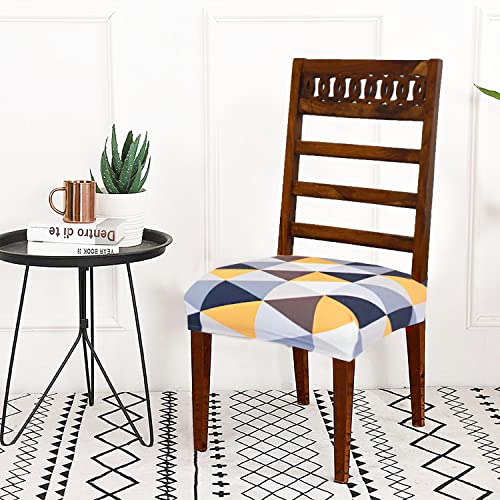 Image of Magical Universal Dining Chair seat Cover Set of 4 Seater pcs are Easily Washable Strechable and Comfortable for Dining Room Home Decor Slip Cover P.2 (Set of 4, Yellow Box)