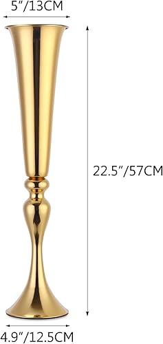 Miniatura 5 de 4 piezas de jarrón dorado para centros de mesa de boda para mesas de 22.5 pulgadas de alto, jarrones dorados para centros de mesa, soporte