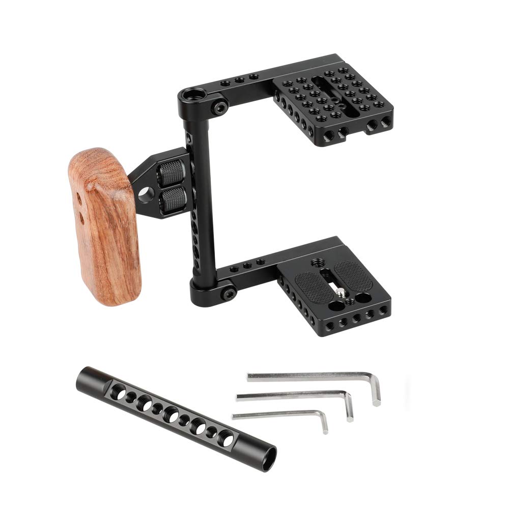 CAMVATE Estabilizador De Camara Video DSLR Rig con Mango Madera Jaula para Nikon Sony