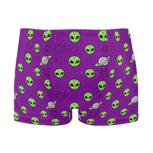 Cute Alien UFO Mens Swim Trunk Swimwear Bathing Suit Swim Brief Square Leg Board Short S B0404006