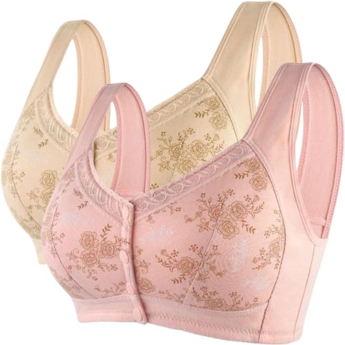 Daisy Bras for Older Women Front Closure, Daisy Comfort Cotton Bra for Seniors No Underwire