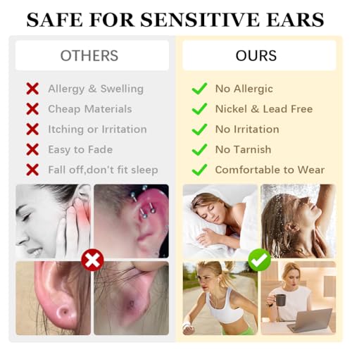 Image of SANNIDHI 3 Pairs Earrings Set for Women Stud Hoop Earrings Moon Star Earrings Combo for Multiple Piercing
