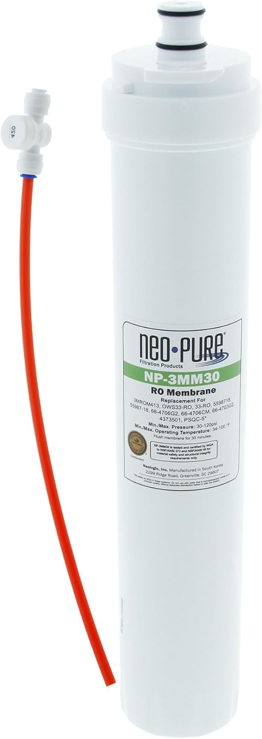 Neo-Pure NP-3MM30 SQC Compatible Membrane 30GPD Replaces the Water Factory Systems 66-4706G2 Filter Cartridge, used in the Water Factory Systems SQC3 and SQC4 RO Systems. (Compatible Membrane, 30 GPD)