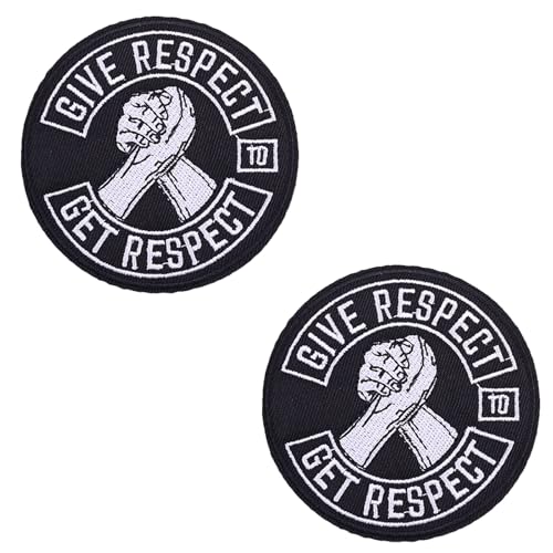 2 Stück \"Give Respect Get Respect\" Aufnäher/Patch zum aufnähen oder aufbügeln für Biker und Rocker Patches zum Aufnähen Flicken/Bügelbilder Motorrad Applikation für Jeans/Leder/Motorradzubehör